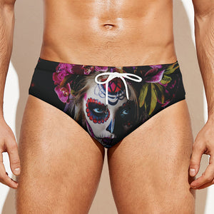 Calavera Girl Day of The Dead Print Men's Swim Briefs