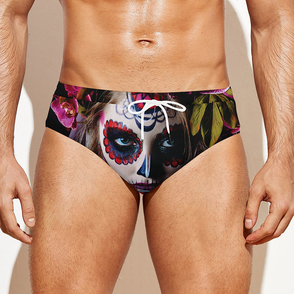 Calavera Girl Day of The Dead Print Men's Swim Briefs