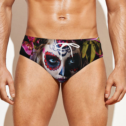 Calavera Girl Day of The Dead Print Men's Swim Briefs