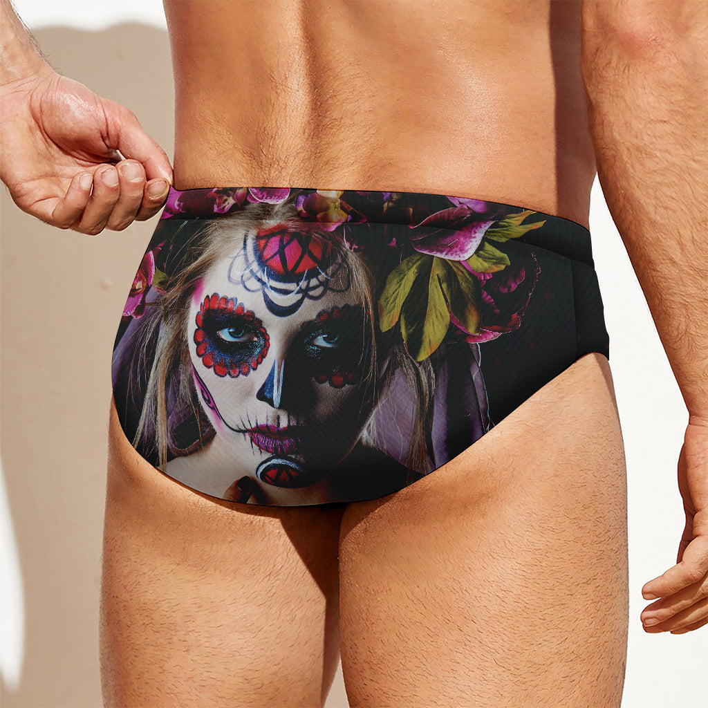 Calavera Girl Day of The Dead Print Men's Swim Briefs