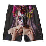 Calavera Girl Day of The Dead Print Men's Swim Trunks