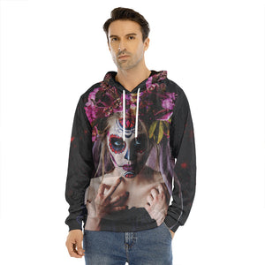 Calavera Girl Day of The Dead Print Men's Velvet Pullover Hoodie