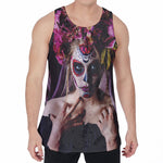 Calavera Girl Day of The Dead Print Men's Velvet Tank Top