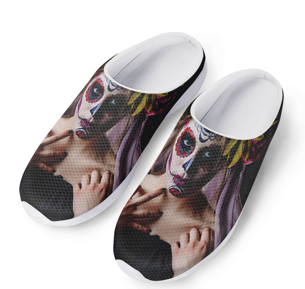 Calavera Girl Day of The Dead Print Mesh Casual Shoes