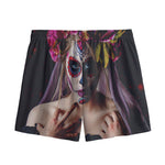 Calavera Girl Day of The Dead Print Mesh Shorts