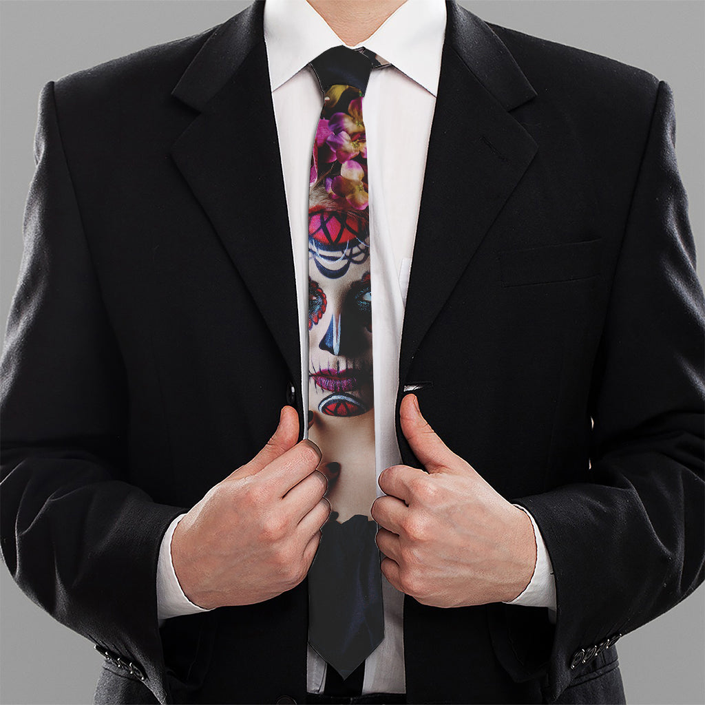 Calavera Girl Day of The Dead Print Necktie