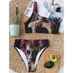 Calavera Girl Day of The Dead Print One Shoulder Bikini Top