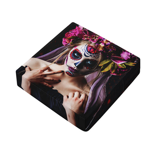 Calavera Girl Day of The Dead Print Outdoor Seat Cushion Cover