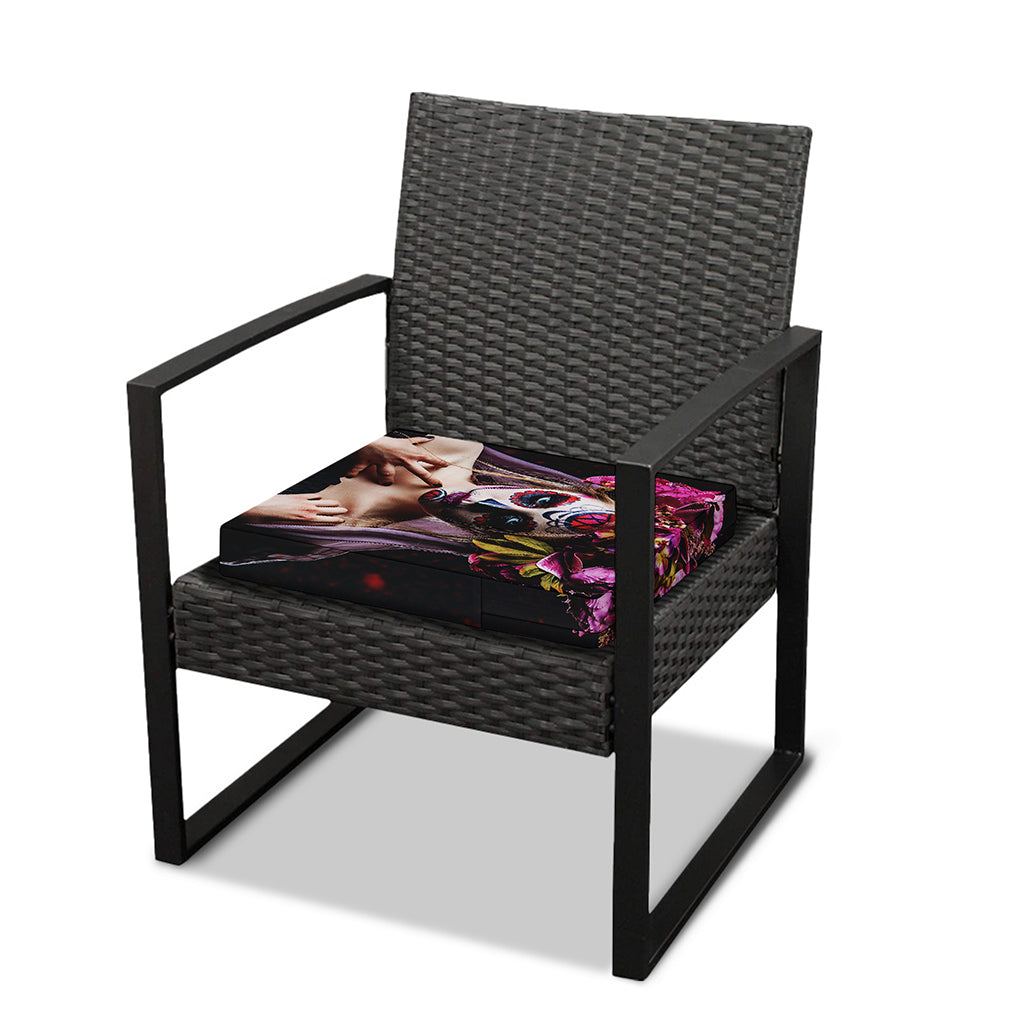 Calavera Girl Day of The Dead Print Outdoor Seat Cushion Cover