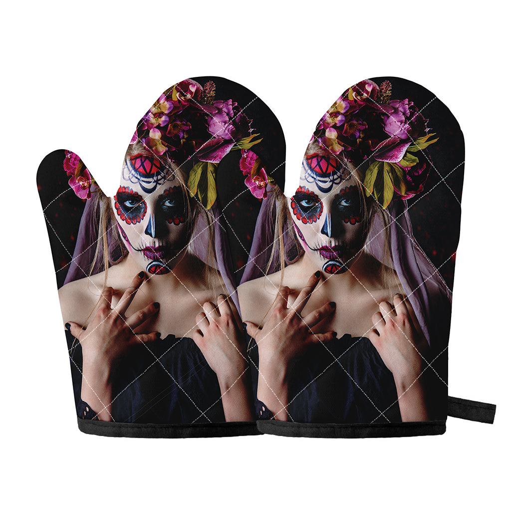 Calavera Girl Day of The Dead Print Oven Mitts
