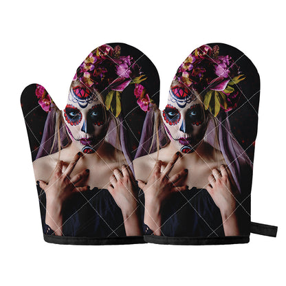 Calavera Girl Day of The Dead Print Oven Mitts