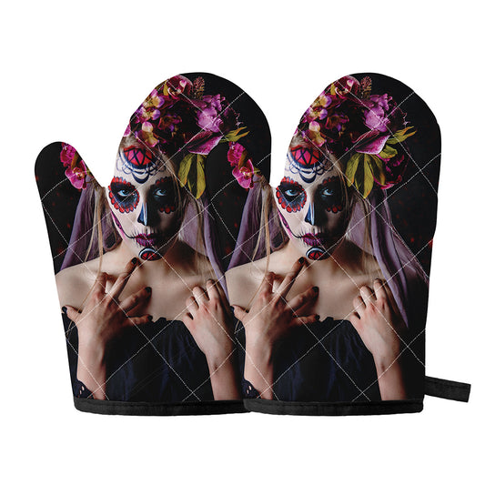 Calavera Girl Day of The Dead Print Oven Mitts