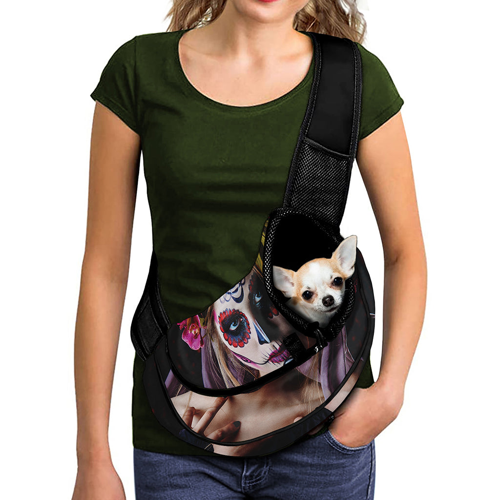 Calavera Girl Day of The Dead Print Pet Sling Carrier