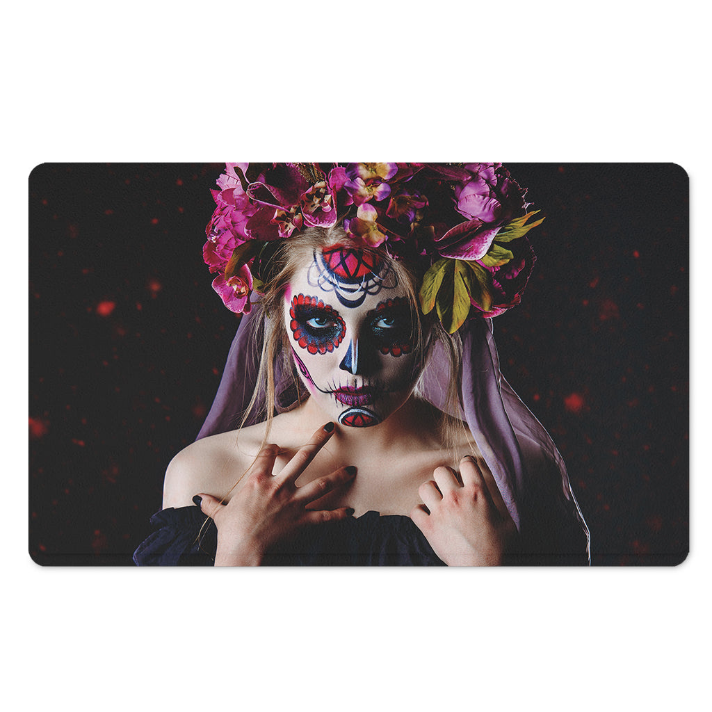 Calavera Girl Day of The Dead Print Polyester Doormat