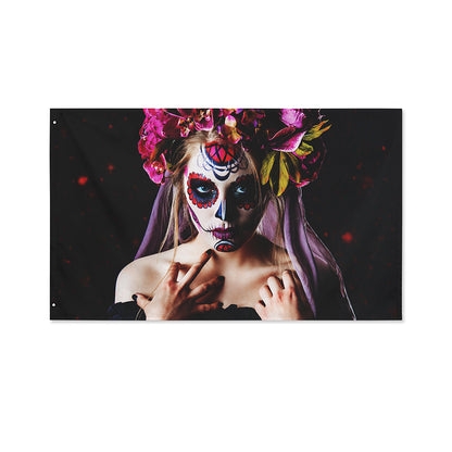 Calavera Girl Day of The Dead Print Polyester Flag
