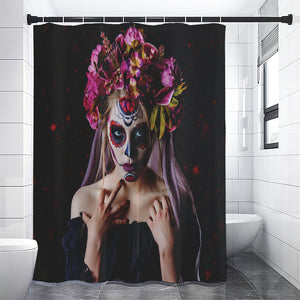 Calavera Girl Day of The Dead Print Premium Shower Curtain