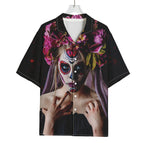 Calavera Girl Day of The Dead Print Rayon Hawaiian Shirt