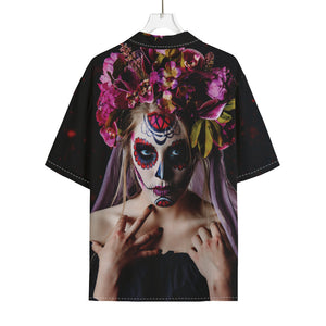 Calavera Girl Day of The Dead Print Rayon Hawaiian Shirt