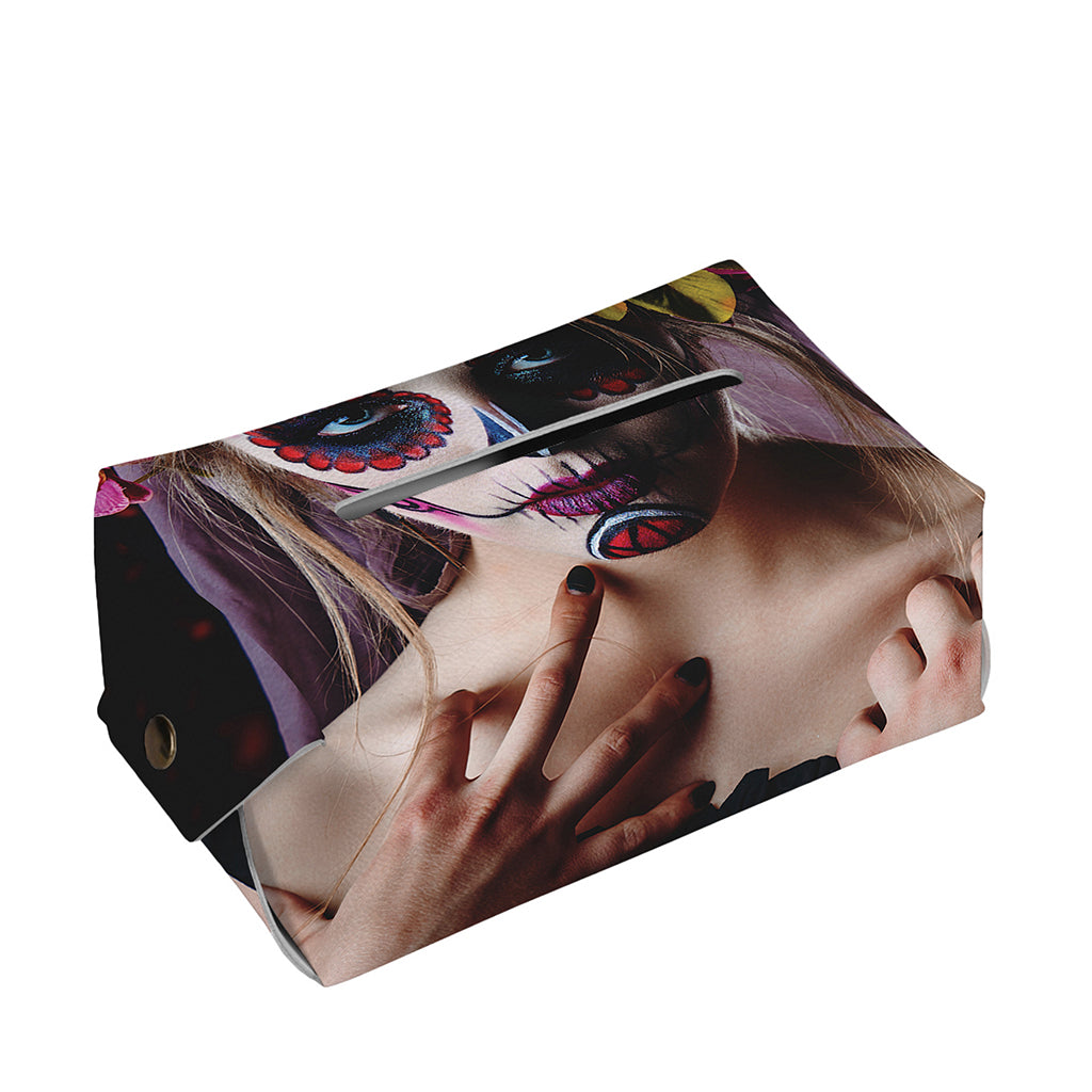 Calavera Girl Day of The Dead Print Rectangle Tissue Box Cover