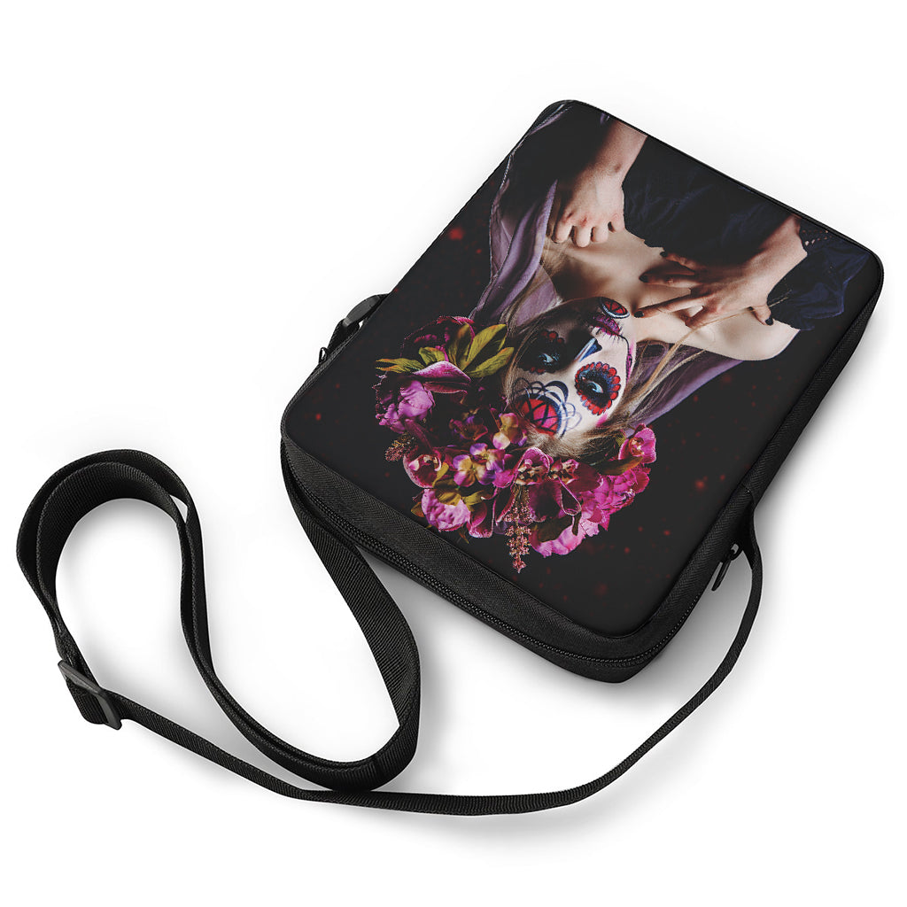 Calavera Girl Day of The Dead Print Rectangular Crossbody Bag