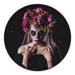 Calavera Girl Day of The Dead Print Round Floor Mat