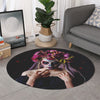 Calavera Girl Day of The Dead Print Round Rug