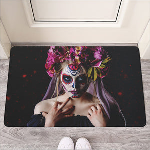 Calavera Girl Day of The Dead Print Rubber Doormat