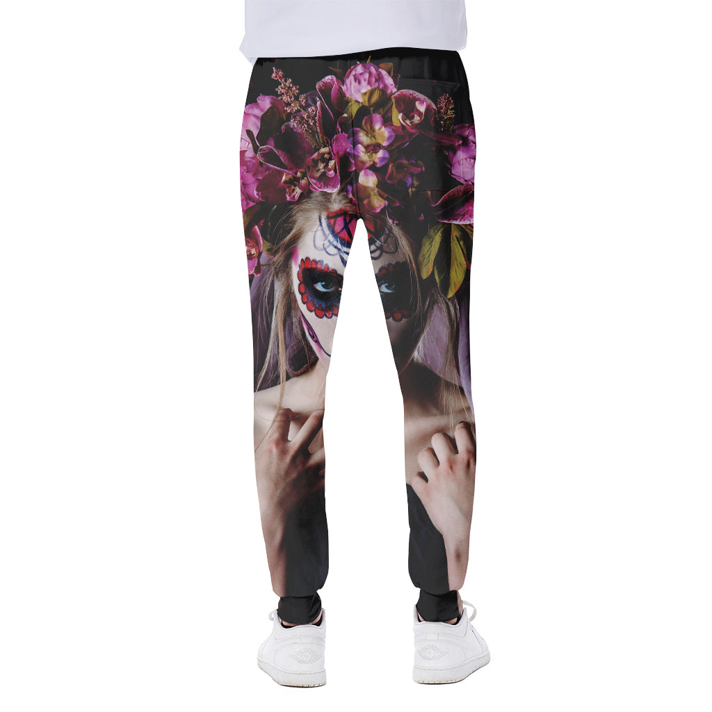 Calavera Girl Day of The Dead Print Scuba Joggers