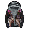 Calavera Girl Day of The Dead Print Sherpa Lined Zip Up Hoodie