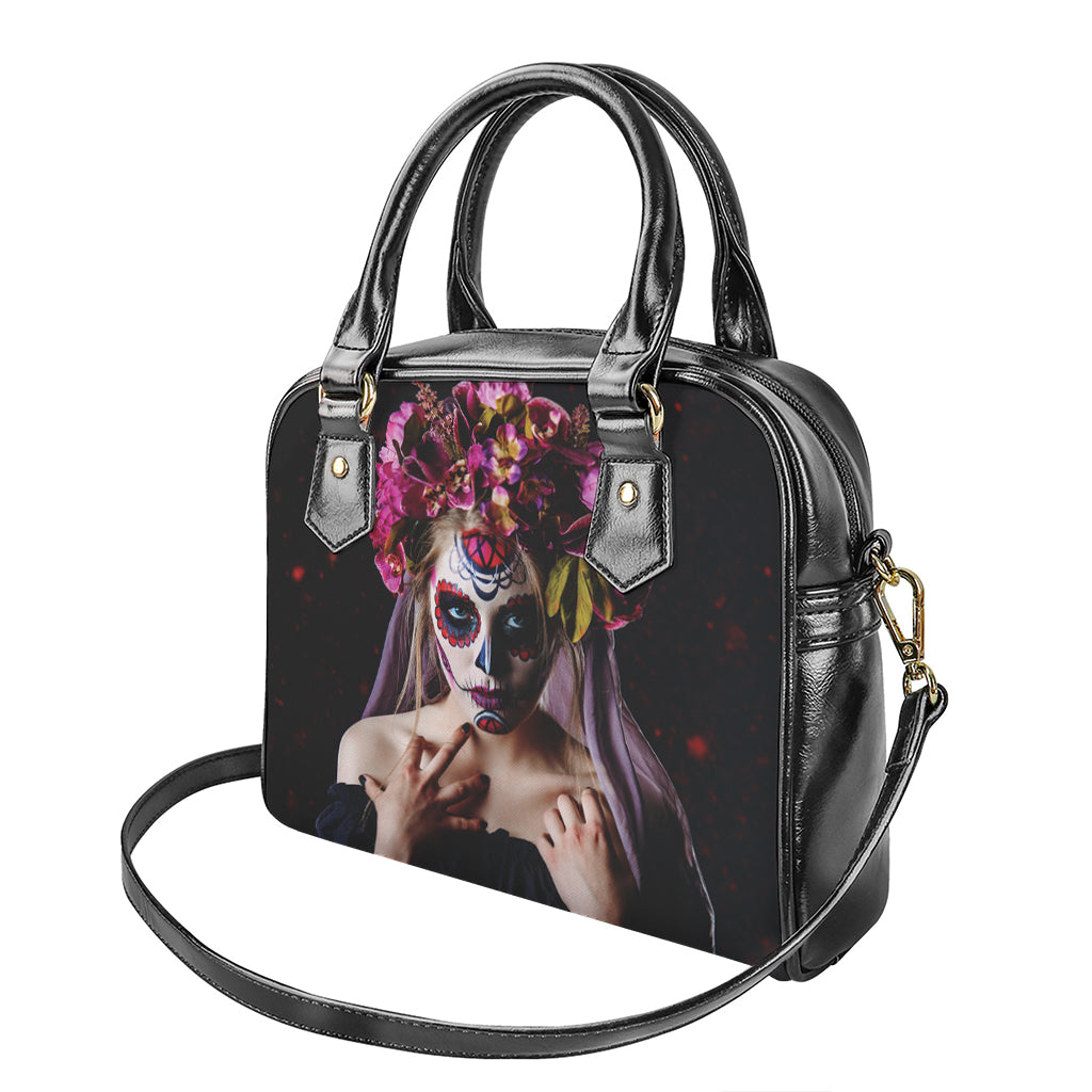 Calavera Girl Day of The Dead Print Shoulder Handbag