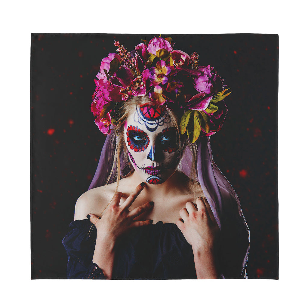 Calavera Girl Day of The Dead Print Silk Bandana