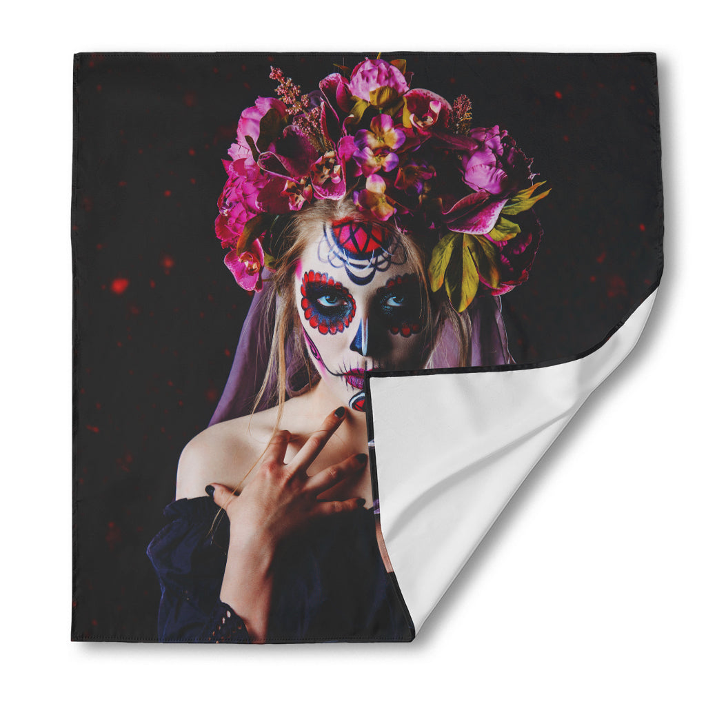 Calavera Girl Day of The Dead Print Silk Bandana