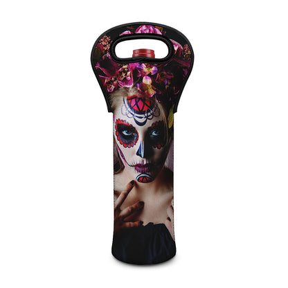 Calavera Girl Day of The Dead Print Single Neoprene Wine Tote