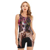 Calavera Girl Day of The Dead Print Sleeveless One Piece Swimsuit