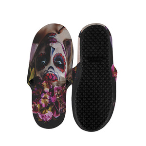 Calavera Girl Day of The Dead Print Slippers