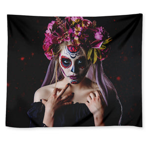 Calavera Girl Day of The Dead Print Tapestry