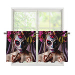 Calavera Girl Day of The Dead Print Tier Curtains
