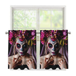 Calavera Girl Day of The Dead Print Tier Curtains