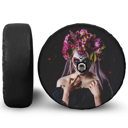 Calavera Girl Day of The Dead Print Tire Cover With Camera Hole