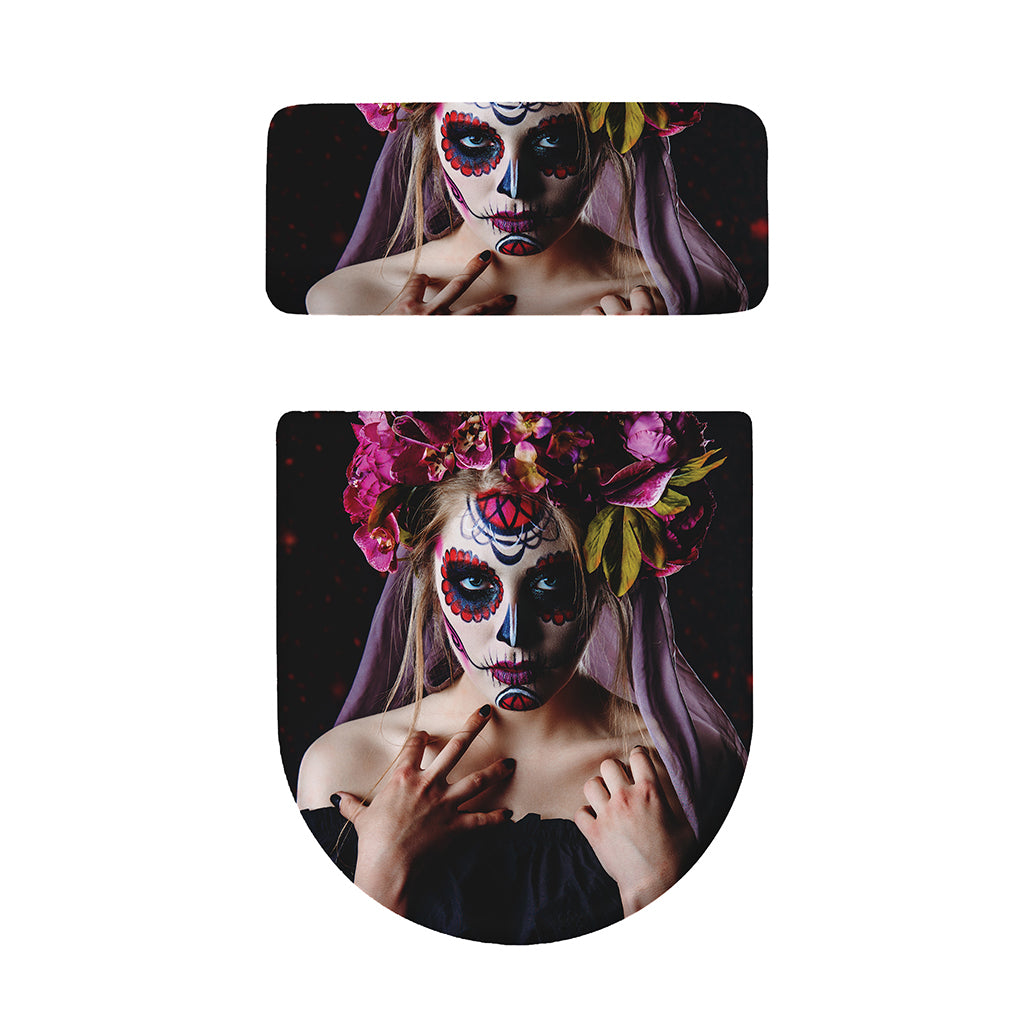 Calavera Girl Day of The Dead Print Toilet Lid And Tank Cover Set
