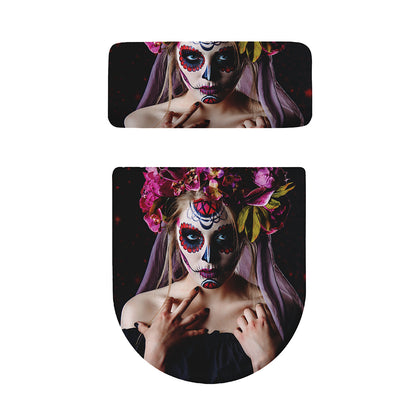 Calavera Girl Day of The Dead Print Toilet Lid And Tank Cover Set