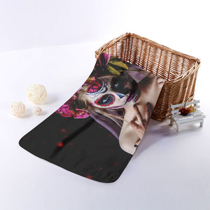 Calavera Girl Day of The Dead Print Towel