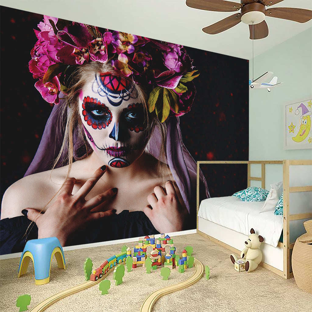 Calavera Girl Day of The Dead Print Wall Sticker