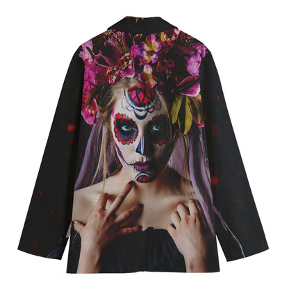 Calavera Girl Day of The Dead Print Women's Blazer
