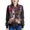 Calavera Girl Day of The Dead Print Women's Bomber Jacket