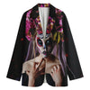 Calavera Girl Day of The Dead Print Women's Cotton Blazer