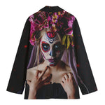 Calavera Girl Day of The Dead Print Women's Cotton Blazer