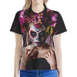 Calavera Girl Day of The Dead Print Women's Polo Shirt