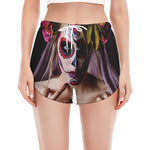 Calavera Girl Day of The Dead Print Women's Split Running Shorts