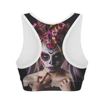 Calavera Girl Day of The Dead Print Women's Sports Bra